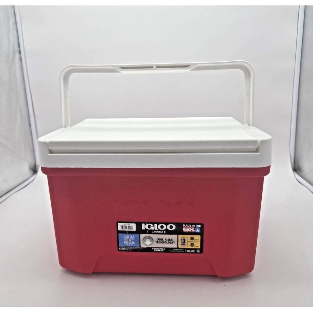 Igloo Laguna 9-Quart Hard Cooler Red & White 13 Twelve-Ounce Cans Cool Riser USA